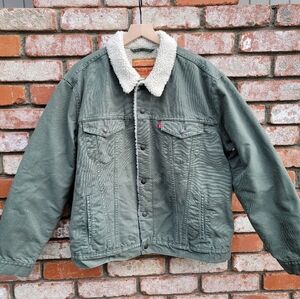 Levi's Green Sherpa Canvas Trucker Jacket XL